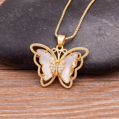 Zinnia Butterfly Crystal Necklace