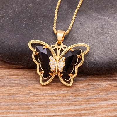 Zinnia Butterfly Crystal Necklace