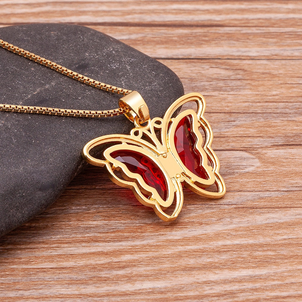 Zinnia Butterfly Crystal Necklace