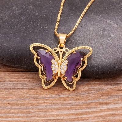 Zinnia Butterfly Crystal Necklace