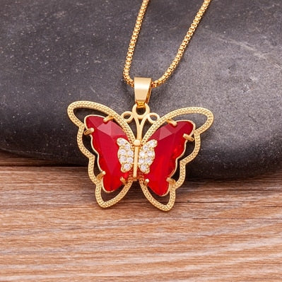 Zinnia Butterfly Crystal Necklace