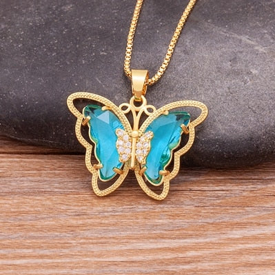Zinnia Butterfly Crystal Necklace