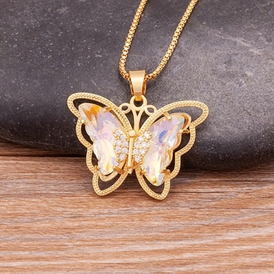 Zinnia Butterfly Crystal Necklace