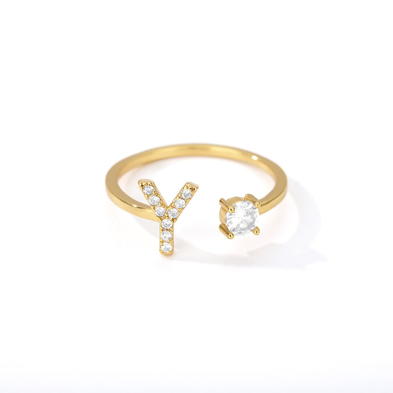 Jamie Initial Adjustable Ring - Rosetose