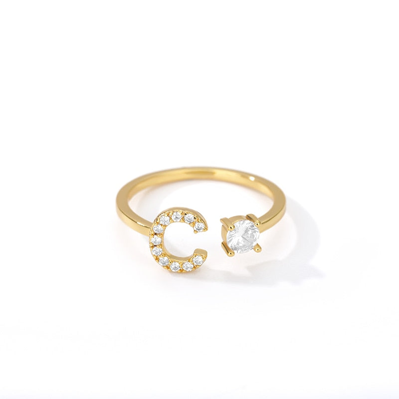 Jamie Initial Adjustable Ring - Rosetose