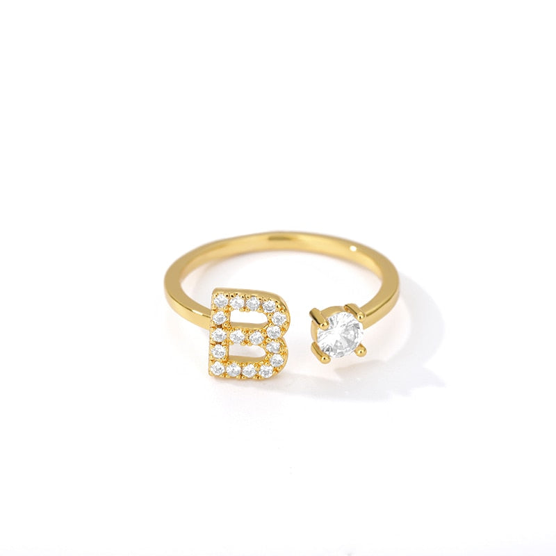Jamie Initial Adjustable Ring - Rosetose