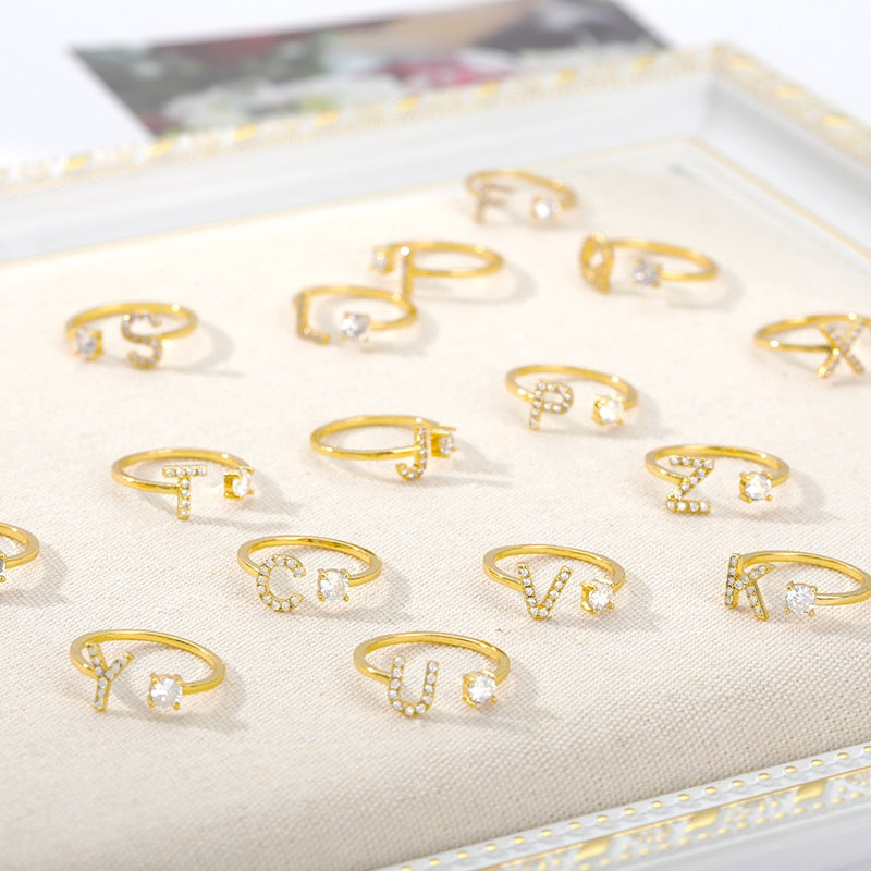 Jamie Initial Adjustable Ring - Rosetose