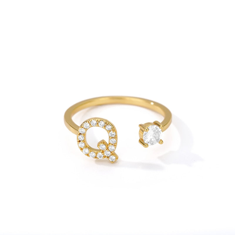 Jamie Initial Adjustable Ring - Rosetose