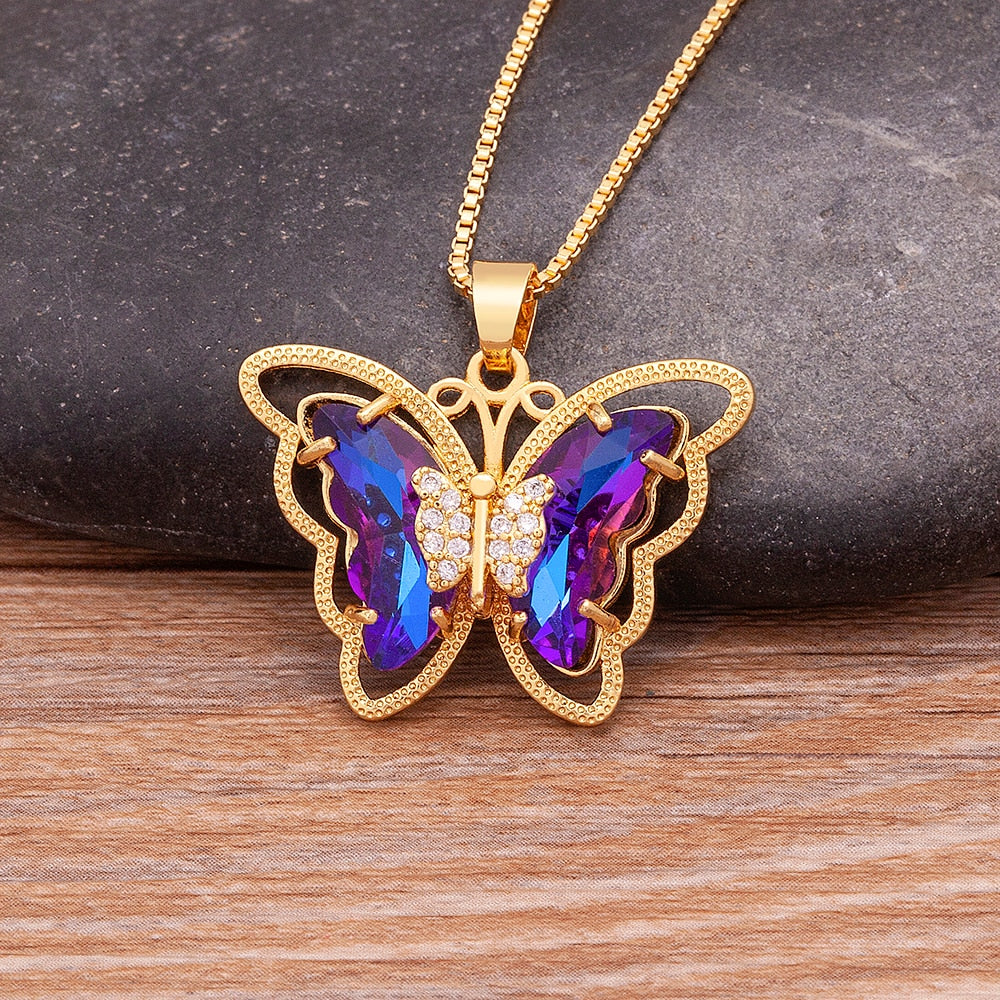 Zinnia Butterfly Crystal Necklace