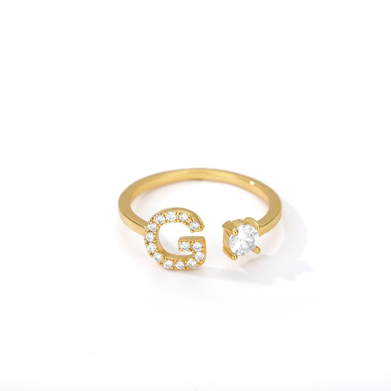 Jamie Initial Adjustable Ring - Rosetose