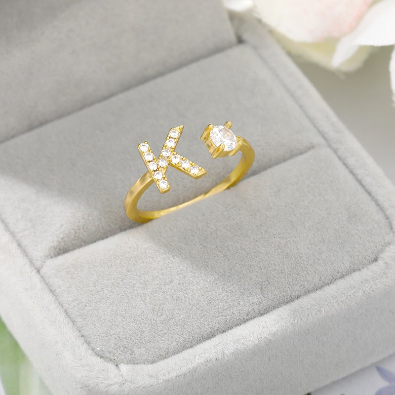 Jamie Initial Adjustable Ring - Rosetose