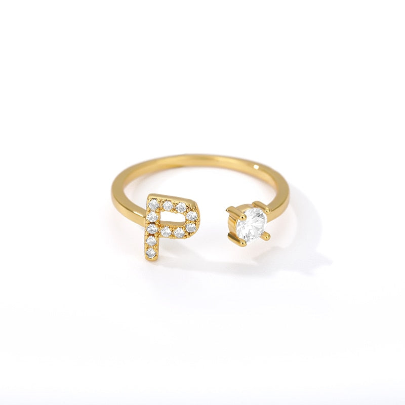 Jamie Initial Adjustable Ring - Rosetose