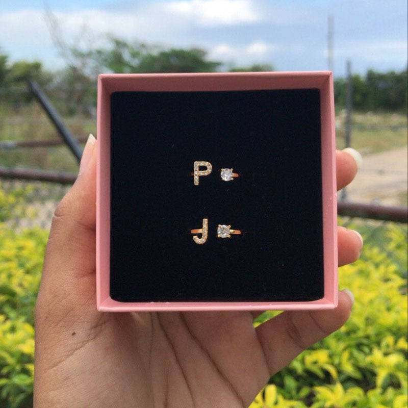 Jamie Initial Adjustable Ring - Rosetose