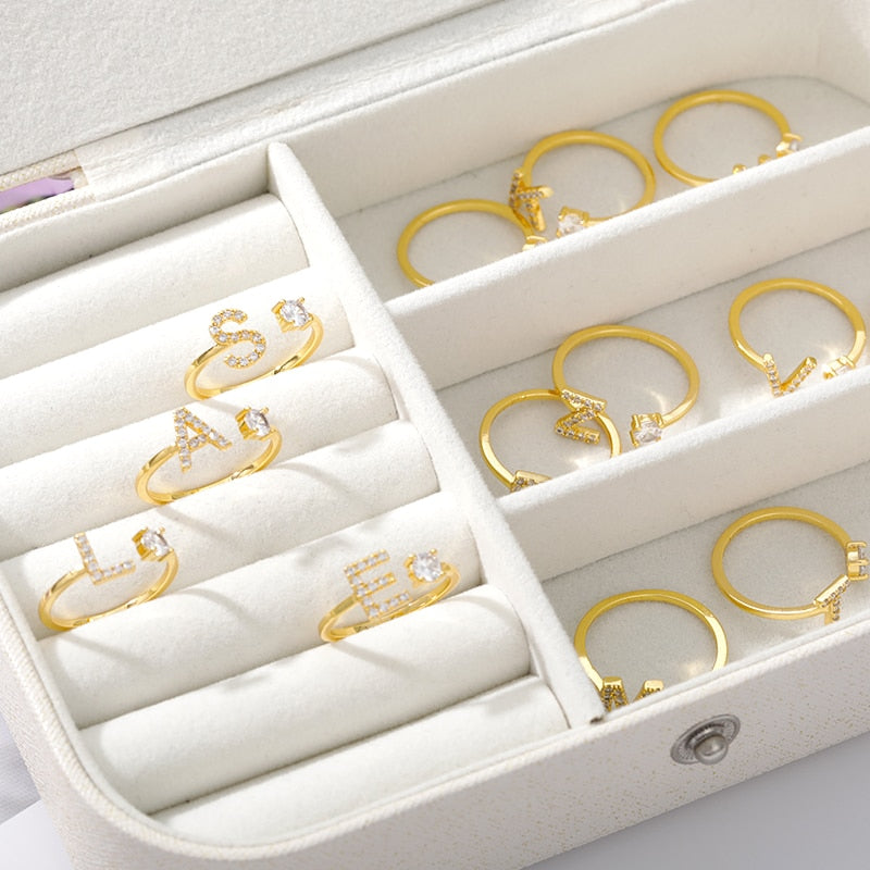 Jamie Initial Adjustable Ring - Rosetose