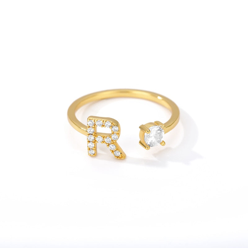 Jamie Initial Adjustable Ring - Rosetose