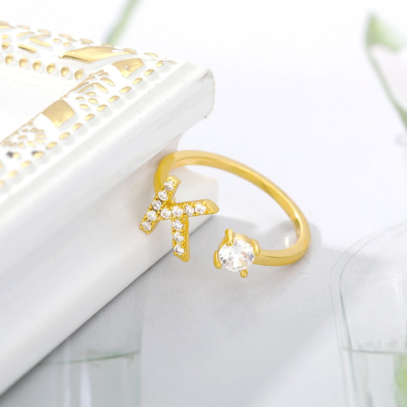 Jamie Initial Adjustable Ring - Rosetose