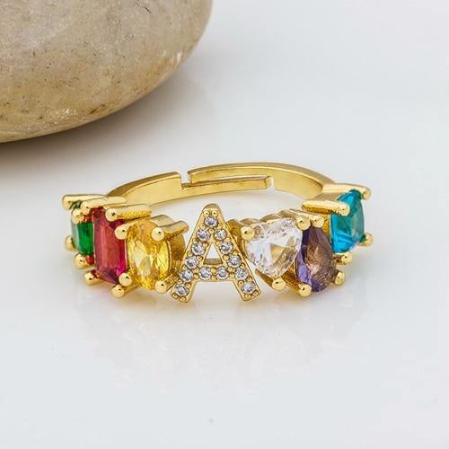 ELAINA Adjustable Initial Ring - Rosetose