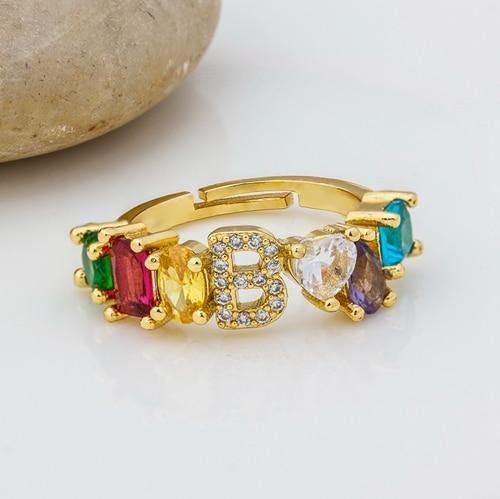 ELAINA Adjustable Initial Ring - Rosetose