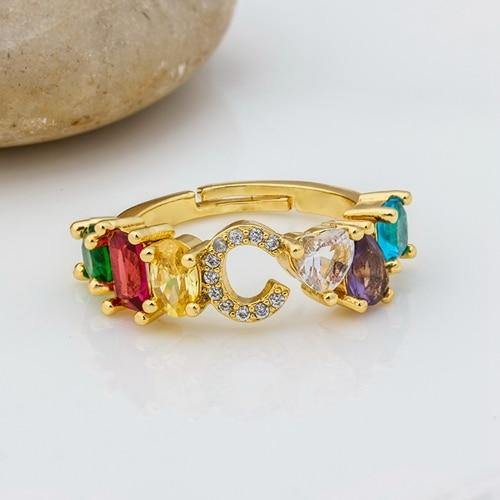 ELAINA Adjustable Initial Ring - Rosetose