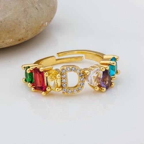 ELAINA Adjustable Initial Ring - Rosetose