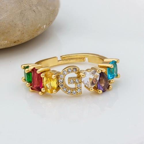 ELAINA Adjustable Initial Ring - Rosetose