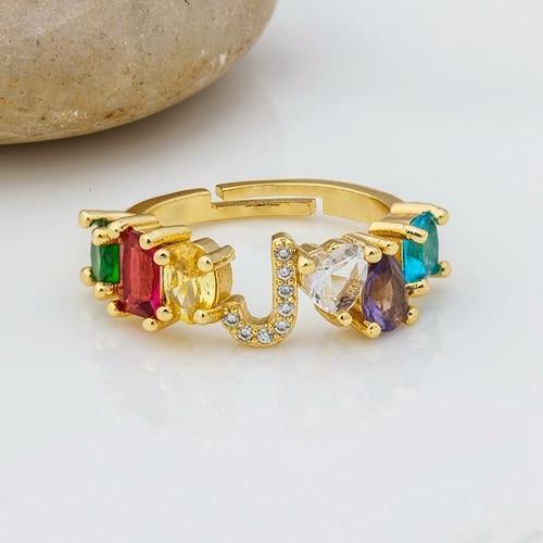 ELAINA Adjustable Initial Ring - Rosetose