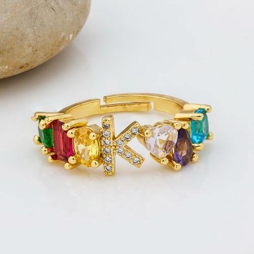ELAINA Adjustable Initial Ring - Rosetose