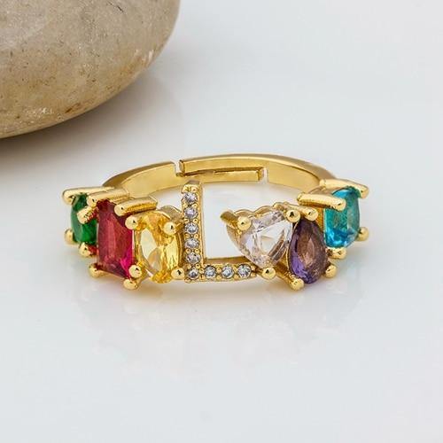 ELAINA Adjustable Initial Ring - Rosetose