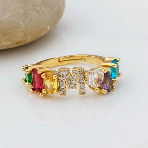 ELAINA Adjustable Initial Ring - Rosetose