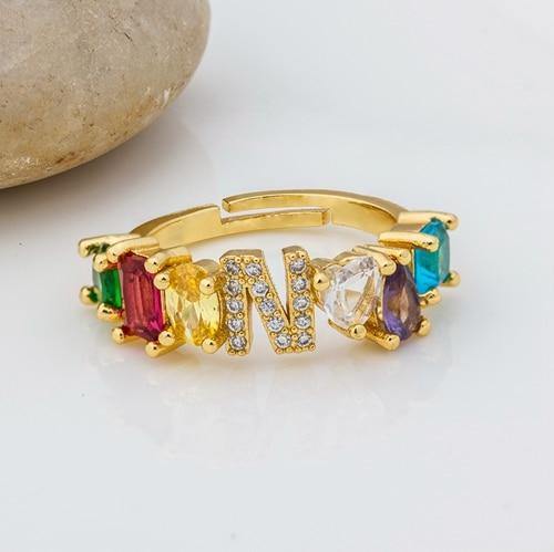 ELAINA Adjustable Initial Ring - Rosetose
