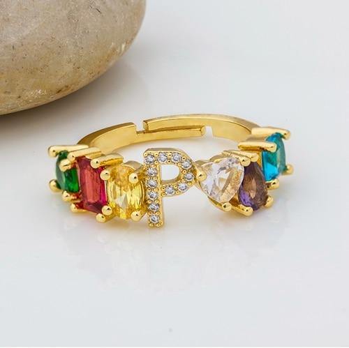 ELAINA Adjustable Initial Ring - Rosetose
