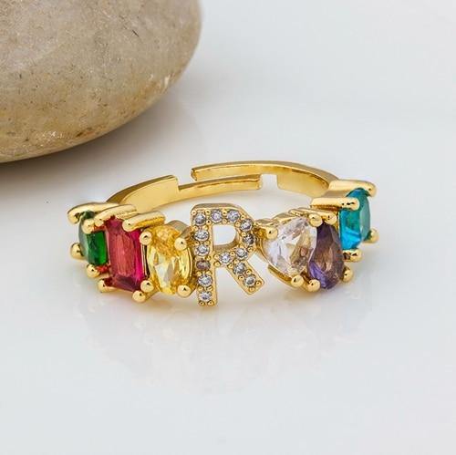 ELAINA Adjustable Initial Ring - Rosetose