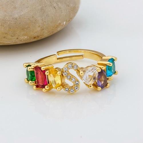 ELAINA Adjustable Initial Ring - Rosetose