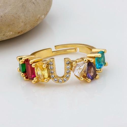 ELAINA Adjustable Initial Ring - Rosetose