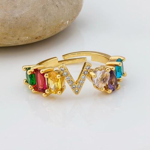 ELAINA Adjustable Initial Ring - Rosetose