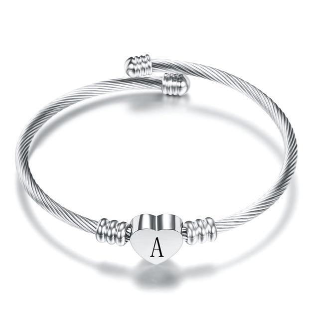 Heart Initial Bangle - Rosetose