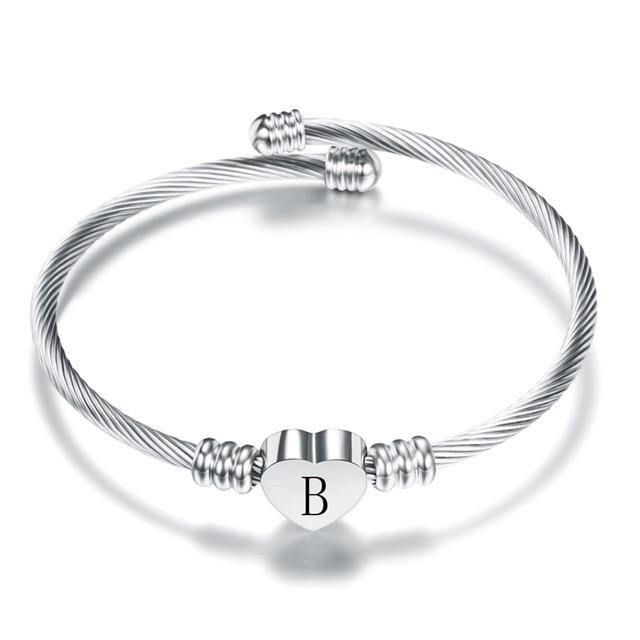 Heart Initial Bangle - Rosetose