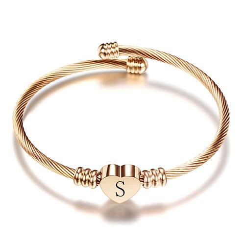 Heart Initial Bangle - Rosetose