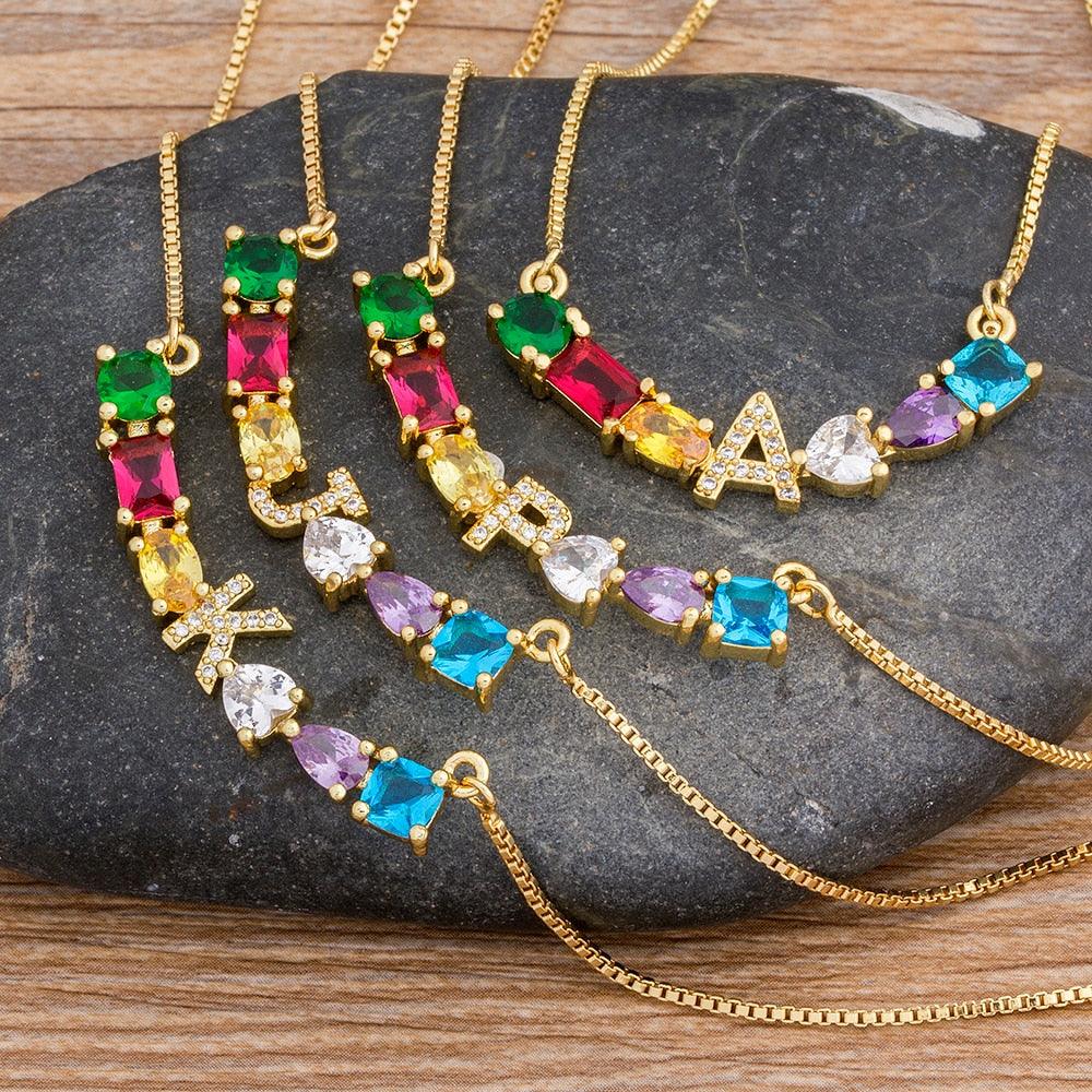Penelope Multicolor Initial Necklace - Rosetose