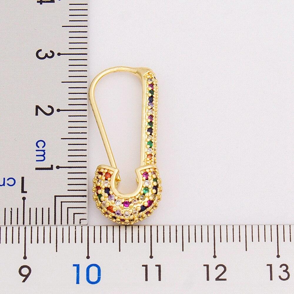 Multicolor Safety Pin Crystal Earrings - Rosetose