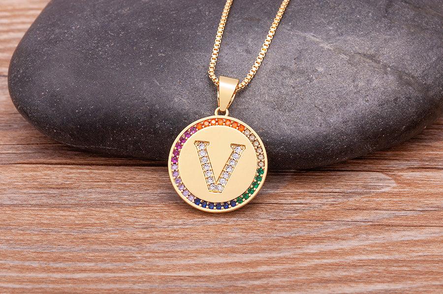Lily Multicolor Initial Necklace - Rosetose