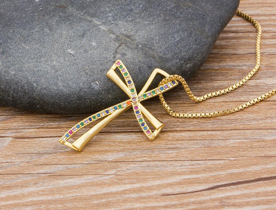 Jada Multicolor Cross Necklace - Rosetose