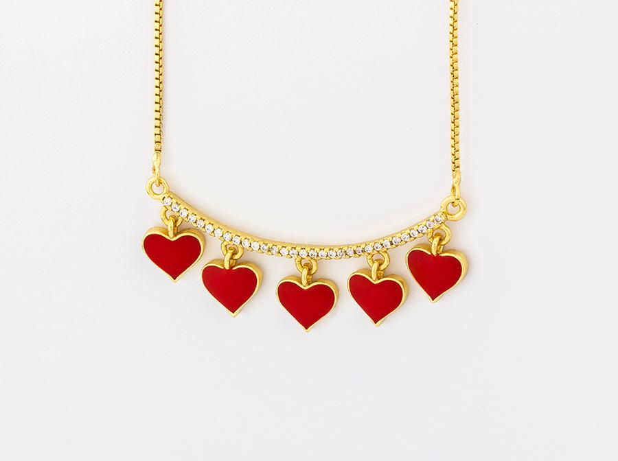 Blake Curved Bar Heart Necklace - Rosetose