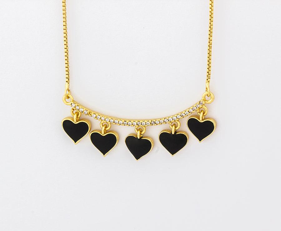 Blake Curved Bar Heart Necklace - Rosetose