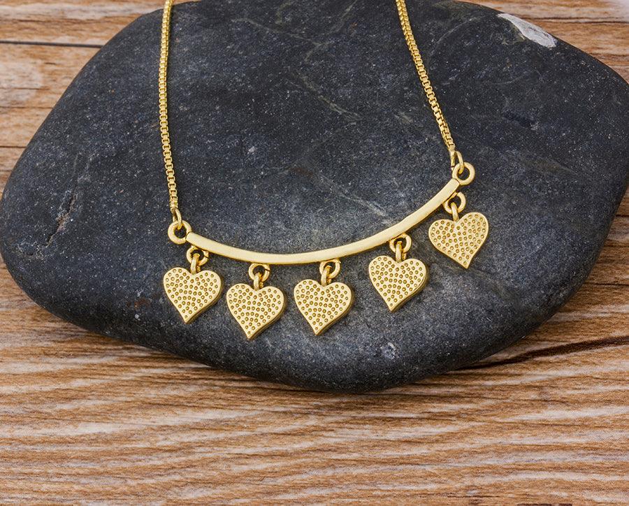 Blake Curved Bar Heart Necklace - Rosetose