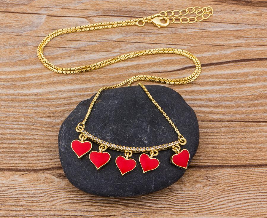 Blake Curved Bar Heart Necklace - Rosetose