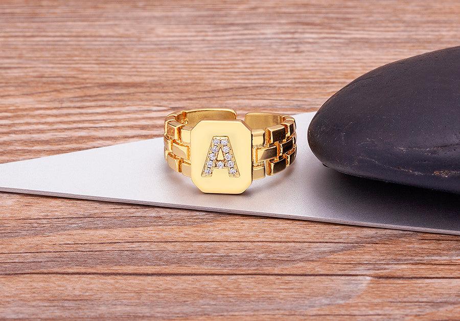 Moriah Initial Adjustable Ring - Rosetose