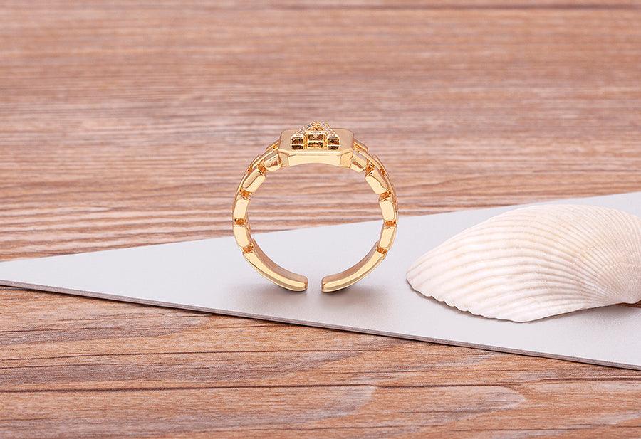 Moriah Initial Adjustable Ring - Rosetose