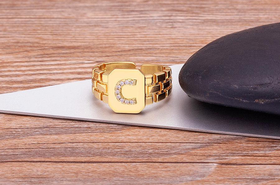 Moriah Initial Adjustable Ring - Rosetose