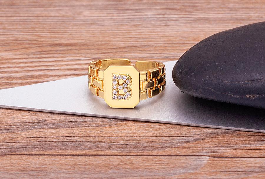 Moriah Initial Adjustable Ring - Rosetose